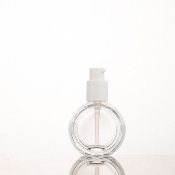 40ml oblate round glass lotion bottle with golden cap - Image 3
