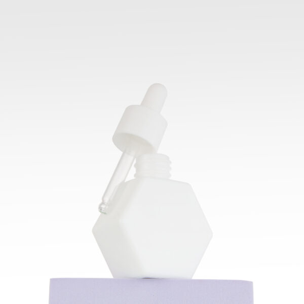 30ml 1oz Hexagon Shape White Skincare Serum Essential Hair Oil Glass Dropper Bottle - Image 3