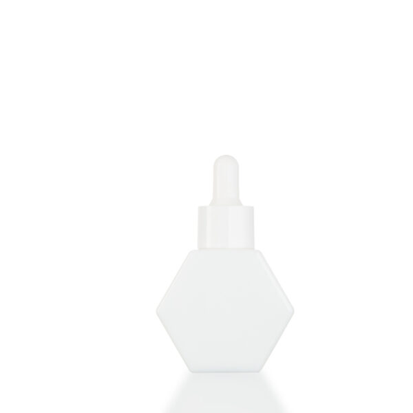 30ml 1oz Hexagon Shape White Skincare Serum Essential Hair Oil Glass Dropper Bottle