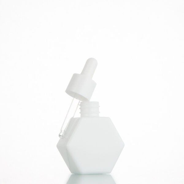 30ml 1oz Hexagon Shape White Skincare Serum Essential Hair Oil Glass Dropper Bottle - Image 4