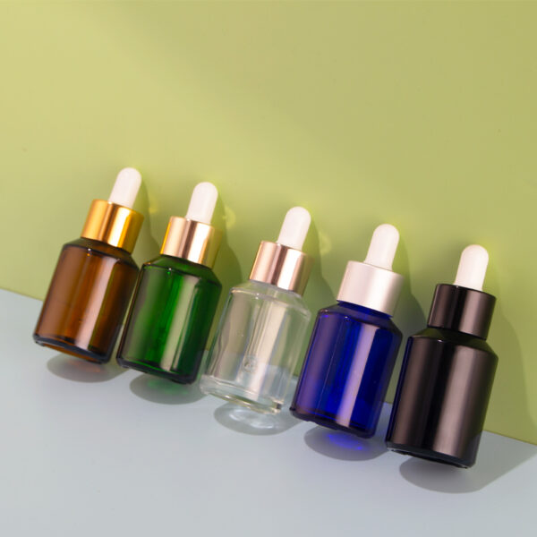 Glass dropper bottle 1oz 30ml empty glass serum bottle packaging with golden aluminum dropper - Image 3