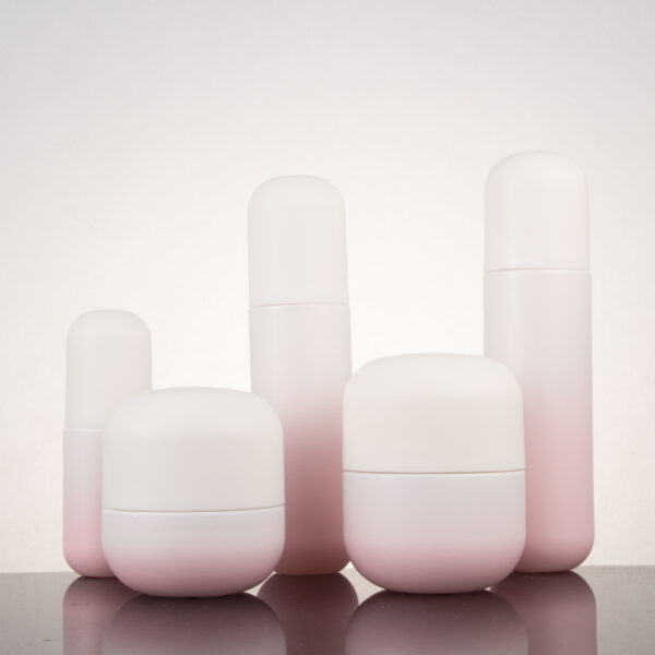 Pink gradient glass lotion bottle with lid Cosmetic glass lotion bottle