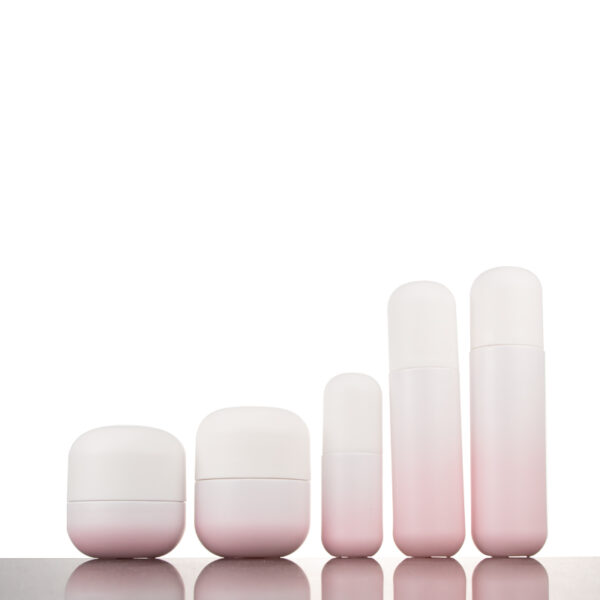 Pink gradient glass lotion bottle with lid Cosmetic glass lotion bottle - Image 2