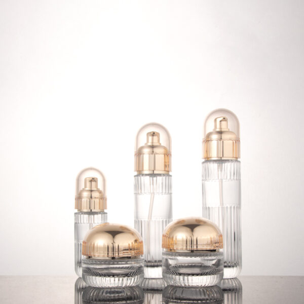 Unique essence liquid foundation make-up lotion pump bottle cream jar glass bottle set