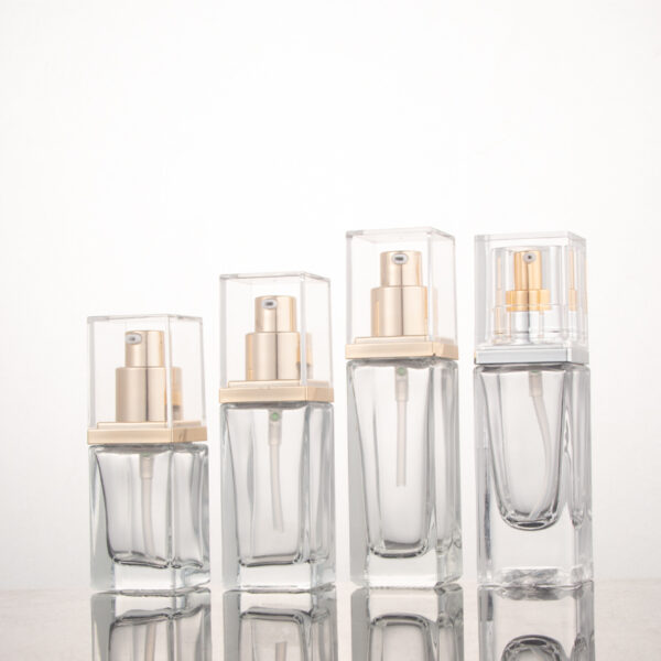 20ml 30ml 40ml square clearempty glass liquid lotion foundation bottles with pump - Image 2