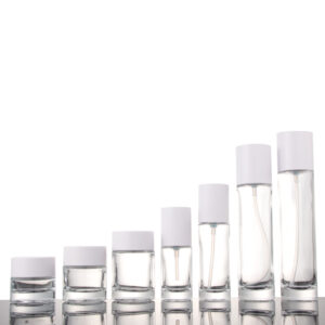 Essence Glass Bottle Lid Thick Bottom Bottle White Clear