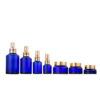 Blue slanted shoulder skin care cosmetics glass bottle 30ml 60ml 100ml cream bottle