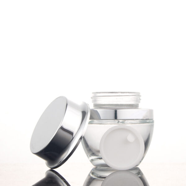 Personal Care Cosmetic Packaging Silver Oblique Shoulder Glass Cream Jar OEM - Image 4