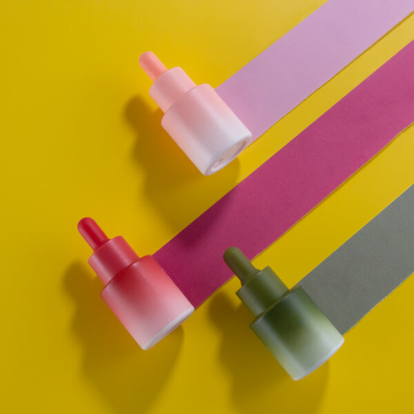 20ml Red Pink Green Frosted Flat Shoulder Glass Dropper Bottle
