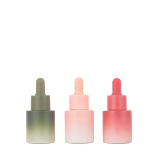 20ml Red Pink Green Frosted Flat Shoulder Glass Dropper Bottle - Image 3