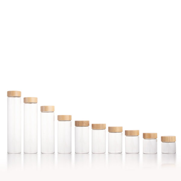 47MM Diameter Glass Tube Bottle Large Capacity Glass Storage Jar Food Beverage Vials with Bamboo Screw Cap - Image 3