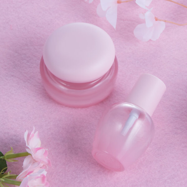 Pink 30ml Round Foundation Glass Bottle 50g face cream jar travel cosmetic glass bottle packaging set - Image 2